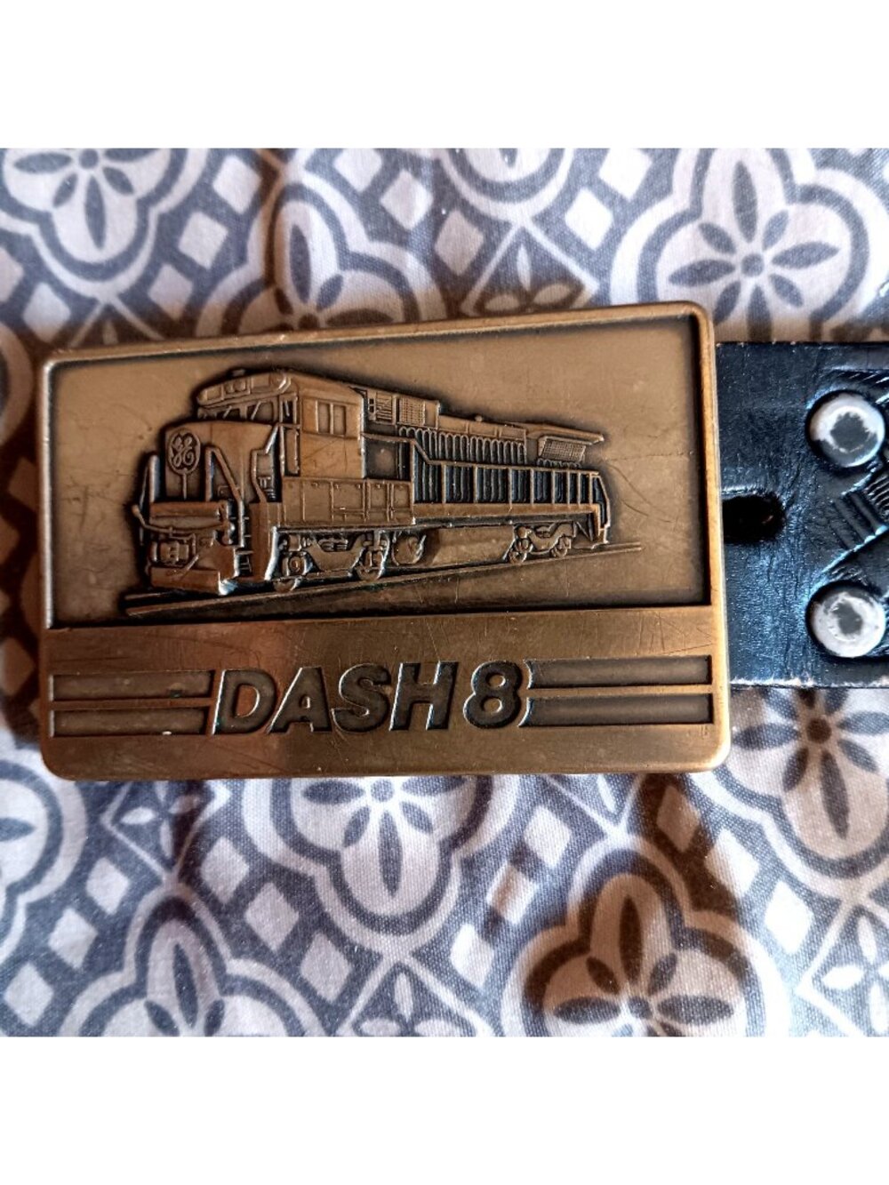 Large True Vintage Belt 38-40 Train Buckle Dash Locomotive Leather Trucker USA